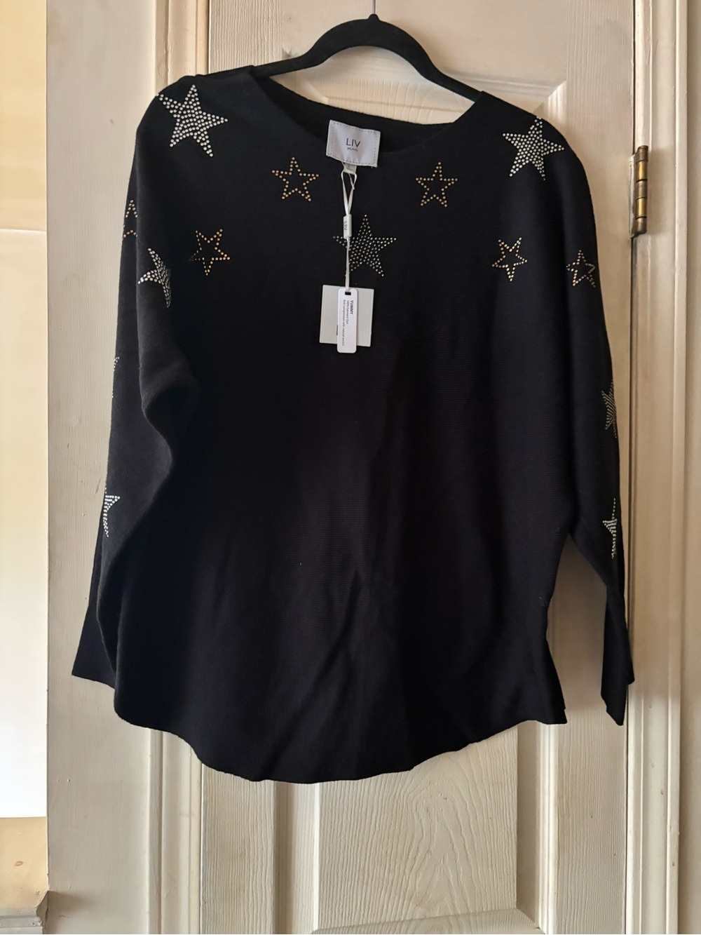 Milano Black Star-Studded Long Sleeve Sweatshirt